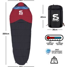 Savage Peak -35 C Bordo-Siyah Uyku Tulumu (YS-535)