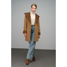 Kapüşonlu Garni Detaylı Oversize Kaban K. KAMEL 3069