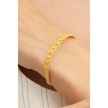 Sümer Telkari Dorika Kazaziye İşlemeli Tasarım Örgü Altın Yaldızlı 1000 Ayar Gümüş Bileklik 4605