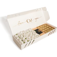 Chocolate Value Lüx Hediye Kutusu-Beyaz Gül