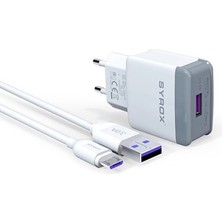 Syrox Samsung Galaxy A10 Uyumlu Mikro USB Girişli Adaptör Hızlı Şarj Aleti Cihazı Adaptör+Kablo 3.0A Q30