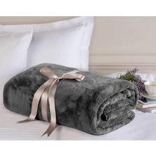 Wellsoft Battaniye Antrasit Televizyon Battaniyesi Peluş Polar Battaniye Tek Kişilik 170 * 230