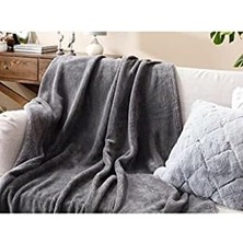 Wellsoft Battaniye Antrasit Televizyon Battaniyesi Peluş Polar Battaniye Tek Kişilik 170 * 230