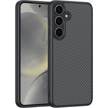 Tekno Grup Galaxy S25 Uyumlu Kılıf Magsafe Şarj Özellikli Karbon Fiber Tasarımlı Elnino Kapak-Siyah