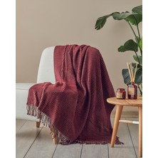 Home Plain Waffle Pamuklu Tv Battaniyesi Bordo-Yeşil