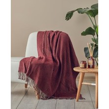 Home Plain Waffle Pamuklu Tv Battaniyesi Bordo-Yeşil