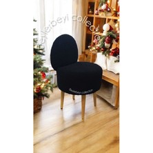 Beylerbeyi Berjer,makyaj Pufu, Sırtlı Puf, Siyah Peluş. Bench,puf, Yüksek Ayaklı Puf
