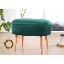 Beylerbeyi Gürgen Ahşap Ayak Düz Kumaş Oval  Puf Bench Tabure Sandalye