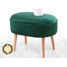 Beylerbeyi Gürgen Ahşap Ayak Düz Kumaş Oval  Puf Bench Tabure Sandalye