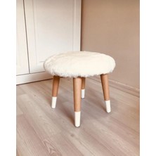 Beylerbeyi Kıds Çocuk Odası Beyaz Peluş Çocuk Taburesi Çocuk Çalışma