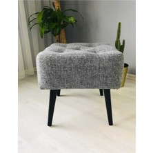 Beylerbeyi Artego Geniş Oturum Alanlı Siyah Ağaç Ayak Gri Kare Puf Bench