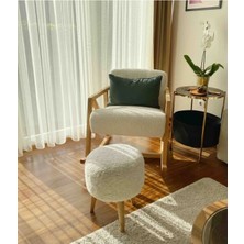 Beylerbeyi Coco Puf, Peluş, Beyaz