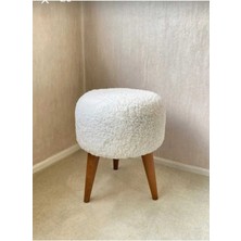 Beylerbeyi Coco Puf, Peluş, Beyaz