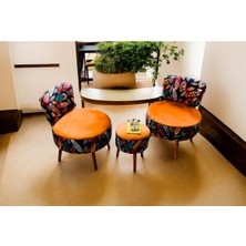 Beylerbeyi Çay Seti Ikili Koltuk Berjer ve Puf Takımı (Salon, Balkon, Ofis) 3 Lü Takım