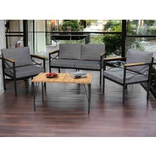Delireyon Hayal Bahçe Balkon Takımı, Antrasit, Üçlü