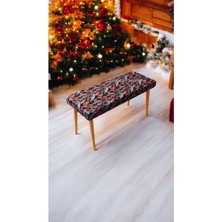 Beylerbeyi Ahşap Ayaklı Handmade Geniş Oturum Alanlı Düz Kumaş Pofidik Puf Bench, Ayak Ucu Uzatmalık