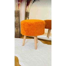Coco Puf, Peluş,3 Ayak, turuncu,oturma Odası, Makyaj Masası Puf