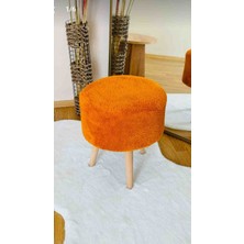 Coco Puf, Peluş,3 Ayak, turuncu,oturma Odası, Makyaj Masası Puf