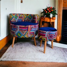 Beylerbeyi Çay Seti Tekli Koltuk Berjer ve Puf Takımı (Salon, Balkon, Ofis) 2 Li Takım