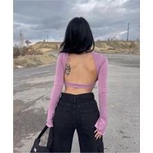 Jeevee Sırt Dekolteli Zincir Detaylı Crop