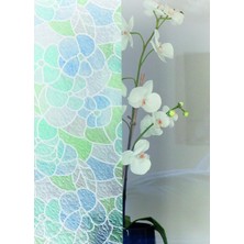 D-C-Fix 176-0213 Mavi Çiçekli Kendinden Yapışkanlı Cam Vitray Folyo (45  cm  x 1 Mt)