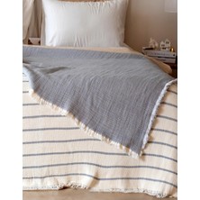Lamassi Gri %100 Pamuklu Elyaf Dolgulu Çift Taraflı Müslin Çift Kişilik Yatak Örtüsü