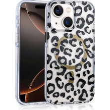 Musal iPhone 15 Kılıf Magsafe Şarj Özellikli Desenli Leopar Jago Kapak
