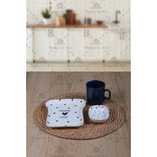 4 Parça Mavi Kalpli Çocuk Tost & Mama Takımı