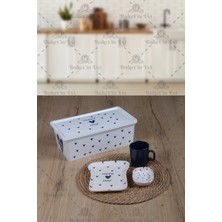 4 Parça Mavi Kalpli Çocuk Tost & Mama Takımı
