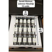 Color House 15 Adet 300ML Çelik Kapaklı Baharatlık Borosilikat (Cam) Kavanoz 3 Adet Çift Stoplu Stant (Siyah)
