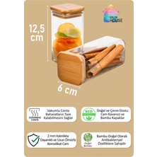 Color House 30 Adet Bambu Kapaklı 300ML Borosilikat (Cam) Baharatlık Kavanoz ve 6 Adet Düzenleyici Stant (Beyaz)
