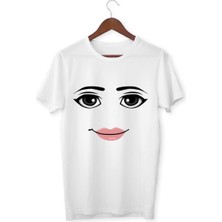 Alpşan Ticaret Roblox Women Face Tişört Beyaz  Roblox Kadın Tişört Face Roblox T-Shirt