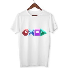 Alpşan Ticaret Oyun Konsol Düğmeli Baskılı Beyaz Tshirt