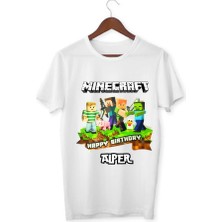 Alpşan Ticaret Isme Özel Minecrat Tişört Özel Kişiye Özel Minecraft T-Shirt  Yetişkin Çocuk Beyaz Tişört