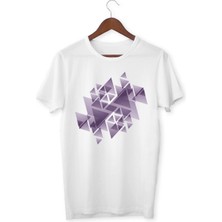 Alpşan Ticaret Asimetrik Şekil Baskılı Bayaz Tişört Yetişkin/çocuk Beyaz T-Shirt