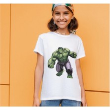Alpşan Ticaret Hulk Tişört Hulk Baskılı Çocuk Yetişkin Beyaz Hulk T-Shirt