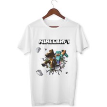 Alpşan Ticaret Minecraft Tişörtleri Hediye Minecraft T-Shirt  Beyaz Tişört