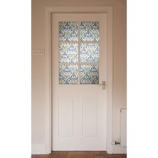 D-C-Fix 176-0616 Mavi Yeşil Motif Yapışkanlı Cam Vitray Folyo (45 cm x 1 Mt)