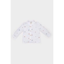 DeFacto Erkek Bebek Hayvan Desenli Flamlı Poplin Uzun Kollu Gömlek E2009A525SP