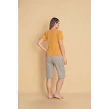Sude Homewear Kadın Desenli Kaprili Pijama Takımı