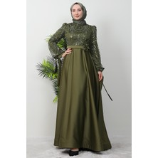 Gül Kemerli Abiye Haki