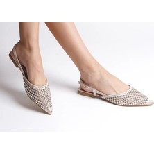 Bags Shoes Kuum K76002 Kadın Taşlı Abiye Babet