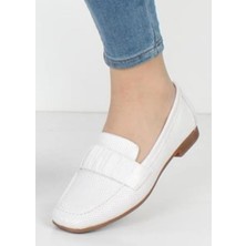 Bags Shoes Step More Z89405  Deri Küt Burun Kadın Loafer Babet