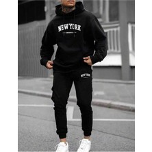 Baskılı Erkek Alt Üst Kapşomlu Takım Oversize Eşofman Takımı Boyfirend
