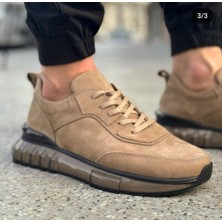1029 Bej Nubuk Hakiki Deri Erkek Sneakers