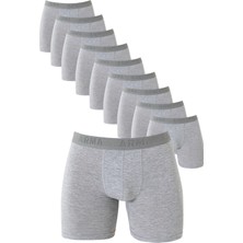 Erkek Gri Boxer 10'lu Paket Pamuklu Likralı Yumuşak ve Esnek Kumaş