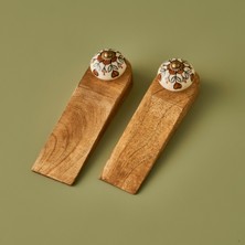Bella Maison Hermosa Mango Ağacı Kapı Stoperi 2'li Naturel (16x4,5x5 cm)