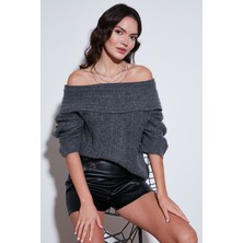 Lela Oversize Fit Madonna Yaka Triko Kazak Bayan KAZAK 4615216