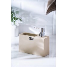 Acar Astoria Akrilik Sünger Hazneli Sıvı Sabunluk - Krem/Silver