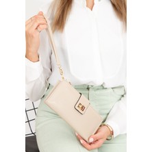 Newish Polo Kadın Sütlü Kahve Soft Doku Kartlık ve Cüzdan newpolo049